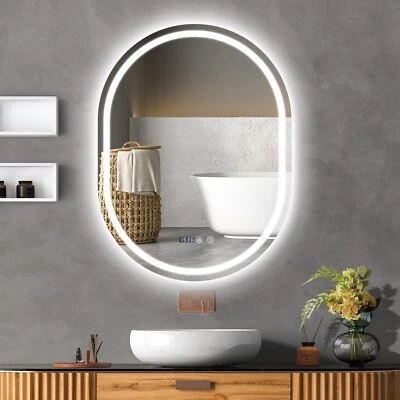 Puluomis Specchio da Bagno con LED Illuminazione Touch Screen Antifog Ovale IP44 - Immagine 1 di 4