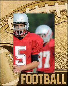 Football Laser Engraved Wood Picture Frame Portrait (5 x 7) - Picture 1 of 2