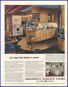 Vintage 1948 ARMSTRONG'S Linoleum Floors Kitchen Decor 1940's Print Ad - Picture 1 of 1