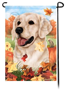 Falling Leaves Garden Flag - Light Golden Retriever - Picture 1 of 1