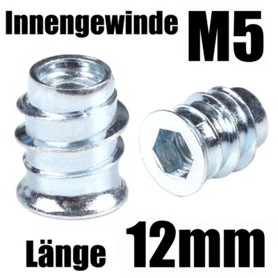 M5-12mm / Einschraubmuffen Muffen Einschraubmuttern Gewindemuffe Verzinkt  - Bild 1 von 4