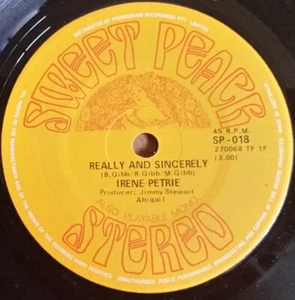 POP - IRENE PETRIE - REALLY AND SINCERELY 7" AUSTRALIAN SWEET PEACH 018 EX - Picture 1 of 2