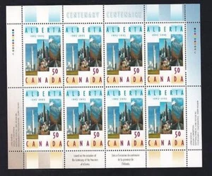 Canadá 2005 Alberta Centennial, montado sin montar o nunca montado panel completo de 8 con papel de respaldo, sc#2116 - Imagen 1 de 1