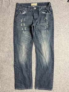 Ecko Unltd Jeans Mens 32x32 Blue Distressed Faded Wash Denim Whiskered Casual - Picture 1 of 10