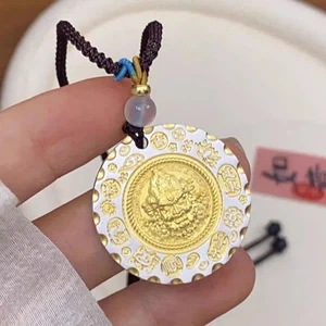 Collana con ciondolo Jambhala buddista amuleto tibetano fatto a mano unisex estate - Foto 1 di 7