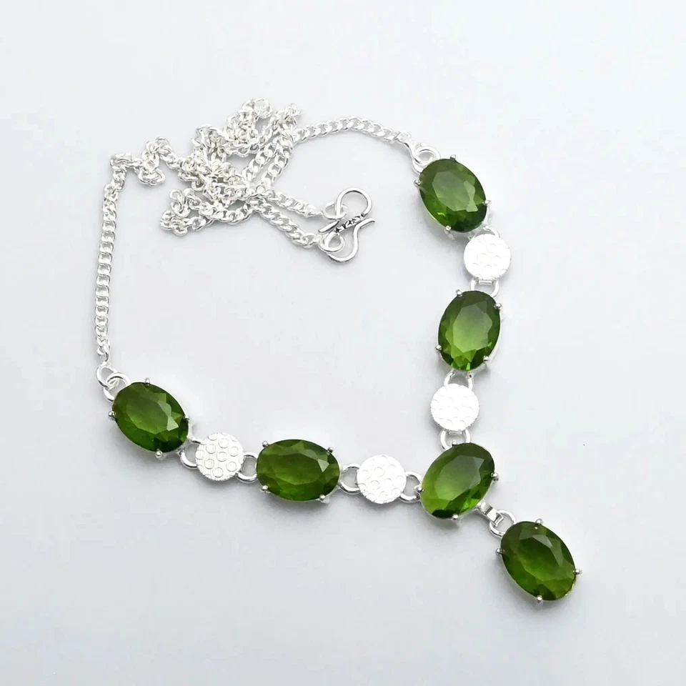 Peridot Gemstone Ethnic Handmade Necklace Jewelry For Women 27 Gms AN 14016 - Image 1 of 1