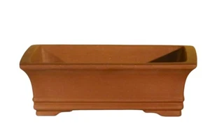 Brown Unglazed Ceramic Bonsai Pot - Rectangle OD:10"x 7.875" x 3.125" Great Gift - Picture 1 of 2