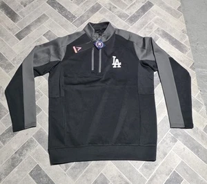 Nuevo Pullover Los Angeles Dodgers Antigua Collection 1/4 Cremallera Negro/Carbono Grande - Imagen 1 de 4
