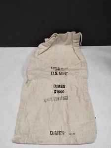 U.S MINT Feb 11 1983 - Dimes - $1000.00 Heavy Duty Cloth Coin Bag (empty) - Picture 1 of 8