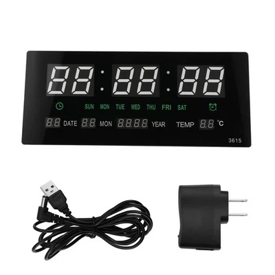 LED  Calendar Electronic Clock Digital Wall Clock Alarm Hourly5276 - Image 1 of 4
