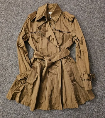 Kenar Juniors Large Trench Coat Brown Belted Cotton Polyester Metal MW - Image 1 of 4