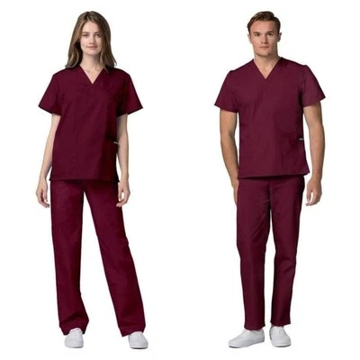 ADAR 701 Burgundy Universal Unisex 2-Pocket Scrub Set Size XS - Image 1 of 4