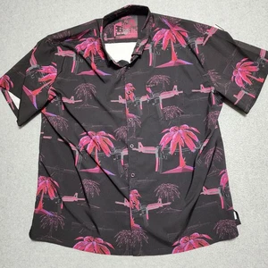 Camisa Retro Rifle V2 Hawaiana Negra Abotonada Logo Para Hombre 3XL Elástica Palma M16 - Imagen 1 de 9