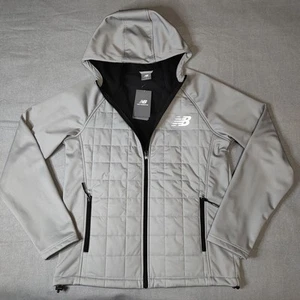 New Balance Mens Small Full Zip Quilted Soft Shell Fleece All Motion Gray Jacket - Picture 1 of 7