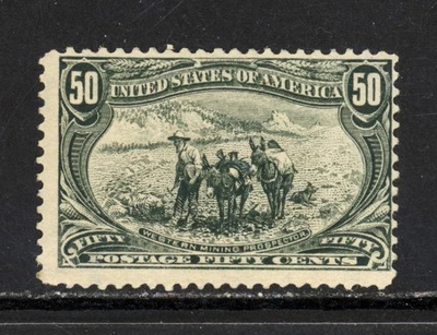 SCOTT 291 1898 50 CENT TRANS-MISSISSIPPI EXPOSITION ISSUE MH OG F CAT $280! - Image 1 of 2