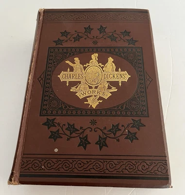 Charles Dickens Works 1879 Book Leather Bound Victorian Vintage Bookshelf Decor - Image 1 of 4