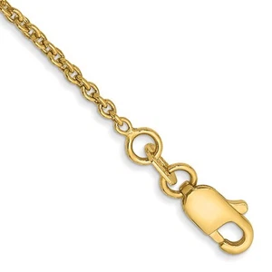 10k Yellow Gold 1.4mm Forzantine Cable Chain Anklet 9" 1.45gm for Women - Picture 1 of 2
