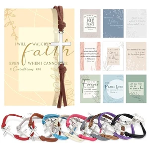 30 Pcs Christian Mothers-day Cross Bracelet Gifts Bulk for Women Leather Adju... - Picture 1 of 6