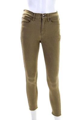 Artelier Nicole Miller Womens High Rise Fringe Skinny Crop Jeans Brown Size 4 - Image 1 of 4