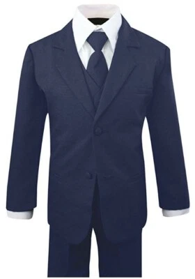 Conjunto de 5 piezas de traje formal azul marino para niños pequeños talla XL a 14 Foto 1 de 4
