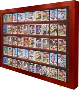 Vetrina porta carte collezionabili USA 50 non classificata sport caricatore superiore legno ciliegio armadio - Foto 1 di 13
