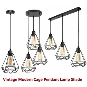 Modern Pendant Lights Metal Cage Fitting Retro Ceiling Light Shade Hanging Lamps - Picture 1 of 51