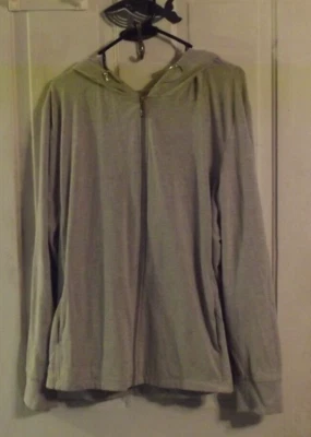 Sudadera con capucha gris con cremallera completa manga larga Danskin Now para mujer (4XL) mezcla de algodón Foto 1 de 3