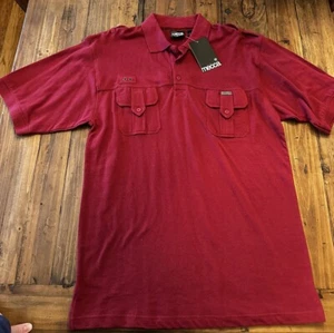 New MECCA USA Polo Shirt Men's Size XL Red HipHop Y2K 90's Grunge Woven Knit - Picture 1 of 8
