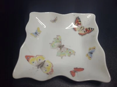 Винтажный лимож бабочка комод тщеславия безделушка лоток Франции редкая 5 «x 5» фиксированная - Изображение 1 из 4