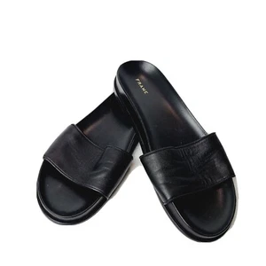 Frame Le Osborne Black Leather Slide Sandals - Picture 1 of 6