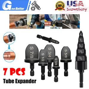 7x Air Conditioner Copper Tube Expander Swaging Tool Drill Bit Pipe Flaring - Picture 1 of 7