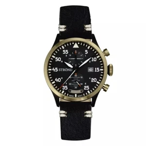 STROND DC3 Mkll Acciaio Cronografo Quarzo Bronzo Nero Militare Orologio Uomo - Foto 1 di 6