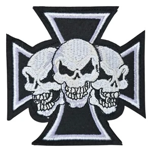 CHOPPER CRUZ HIERRO MALTÉS TRES 3 CALAVERAS SWAT EJÉRCITO MILITAR HIERRO EN PARCHE - Imagen 1 de 2