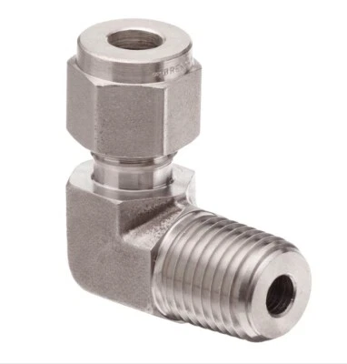  3/8 Tube OD x 3/8 MNPT 316ss Elbow Connector Brennan N2501-06-06-SS - Image 1 of 3