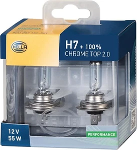 2 Stück Hella H7 "Chrome Top 2.0" +100% 12V 55W PX26d Set Halogenlampe H7 2x - Bild 1 von 8