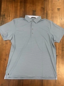 Greyson Shirt Mens XXL NWOT Grey Navy Blue Striped Golf Preppy Polo Wolf - Picture 1 of 4