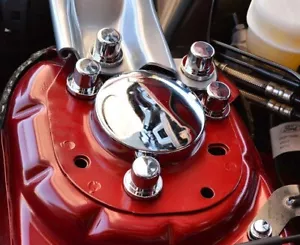 2015-2023 MUSTANG - SHOCK TOWER DOME COVERS | POLISHED STAINLESS STEEL & CHROME - Picture 1 of 11