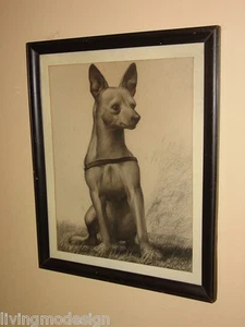 Dibujo a carbón perro Chihuahua artista original listado Roy Hilton (1891-1963) - Imagen 1 de 9