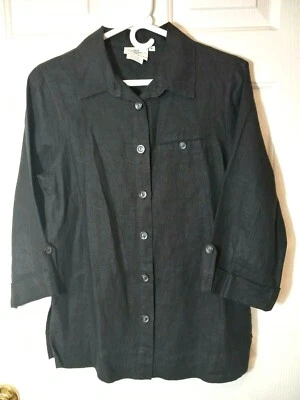 Top de mujer Marc Ware de algodón negro con botones talla P Foto 1 de 4