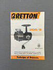 Ancienne notice moulinet Bretton 205 S notice french antique reel notice