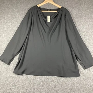 NWT Talbots Cowl Neck Blouse Shirt Womens Plus 16W Black Long Sleeve - Picture 1 of 9