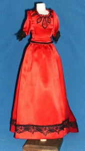 French Fashion Red Stain Ball Gown with Jacket 1867 Kit #111 for Doll. - Picture 1 of 1