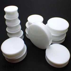 PAIR 3MM-50MM WHITE EAR PLUG TUNNEL SADDLE STRETCHER ACRYLIC FLARED FLESH PLUGS - Picture 1 of 1