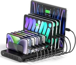 Unitek Multi USB Charging Station - 10 Ports Fast iPad Charging Dock with Type-C - Picture 1 of 7