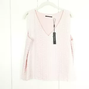 Tahari Sleeveless Womens Top Size Large Truffle Pink & Ivory Polka Dot NWT - Picture 1 of 8