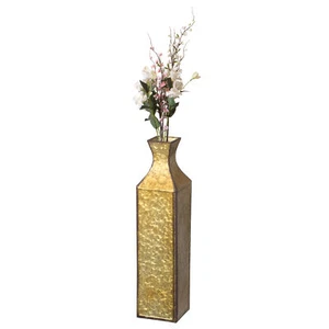 NEW Decorative Antique Style Metal Bottle Shape Gold Floor Vase for Living Room - Picture 1 of 11