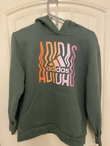 Adidas Hoodie Pullover Sweatshirt Size XL Youth Green Adidas Logo on Chest - Picture 1 of 5
