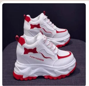 Scarpe per donna con zeppa interno 10cm lacci casual sport ginnastica da 34 a 39 - Foto 1 di 10