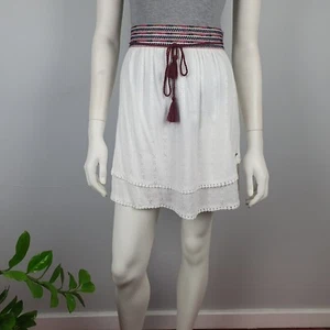 Big W Lee Cooper Size 12 Tiered Short Skirt White Tassel Elastic Waist NEW Boho - Picture 1 of 13