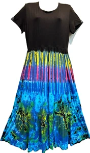 Nwt SACRED THREADS funky ethnic boho hippie tie dyed knit viscose DRESS TUNIC M - Picture 1 of 6
